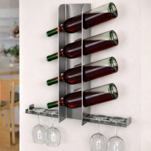 Vinoteca de Pared en Acero Inoxidable con Soporte para Copas Inox